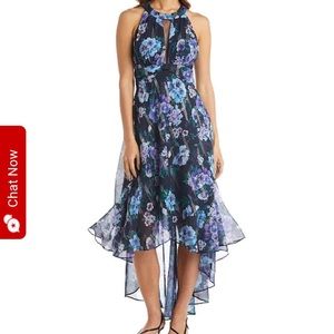 Blue Floral High-Low Dress